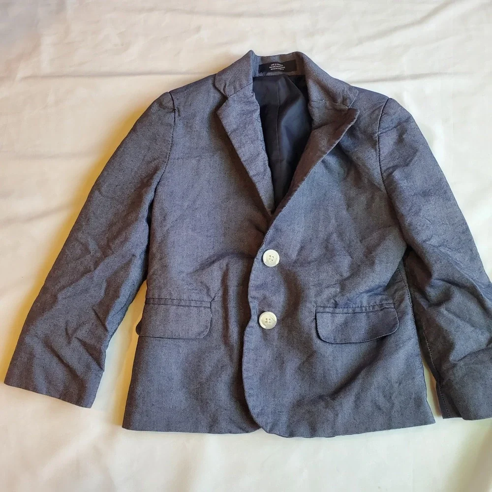 Nautica Kids Boys Blue Chambray Blazer Jacket Size 4